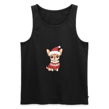 Bande dessinée de Noël chien chihuahua - Débardeur bio Premium Homme - noir - Devant - Michal (187cm)