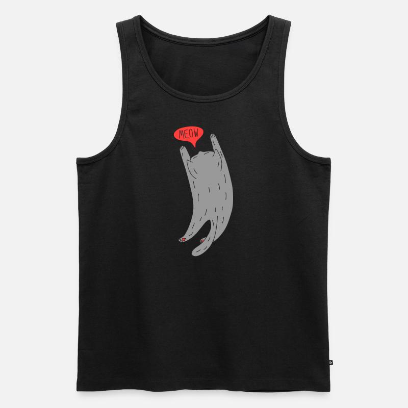 Graue Katze - Männer Premium Bio Tank Top - Schwarz