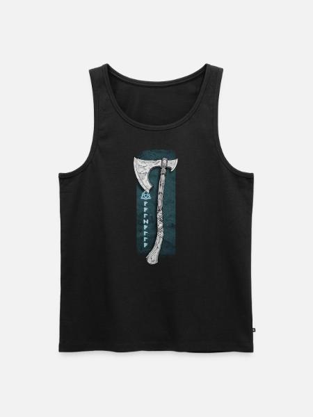 Pfad des Kriegers: Axt und keltische Runen - Männer Premium Bio Tank Top - Schwarz