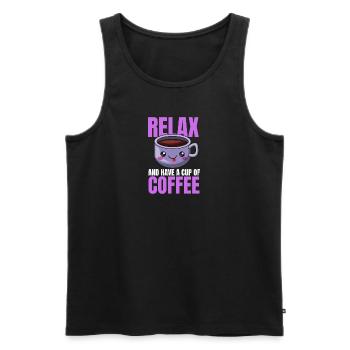 Relax and drink a cup of coffee! - Men's Premium Organic Tank Top - black - Front - AI Model Male 178 light (178cm)