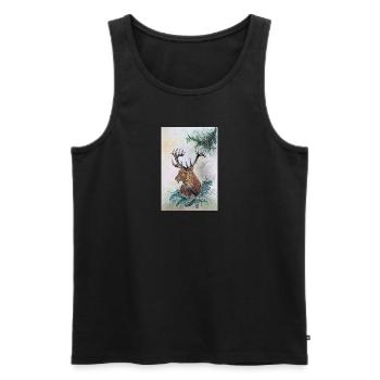 Hirsch Deer - Männer Premium Bio Tank Top - Schwarz - Vorne - Michal (187cm)