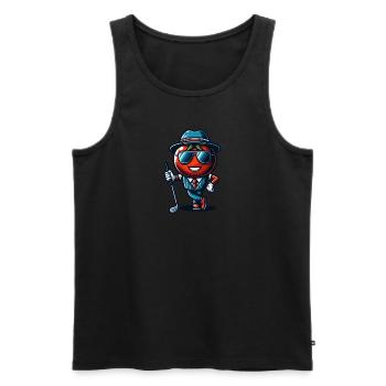 Funny golf tomato in a cool suit with - Men's Premium Organic Tank Top - black - Front - Michal (187cm)