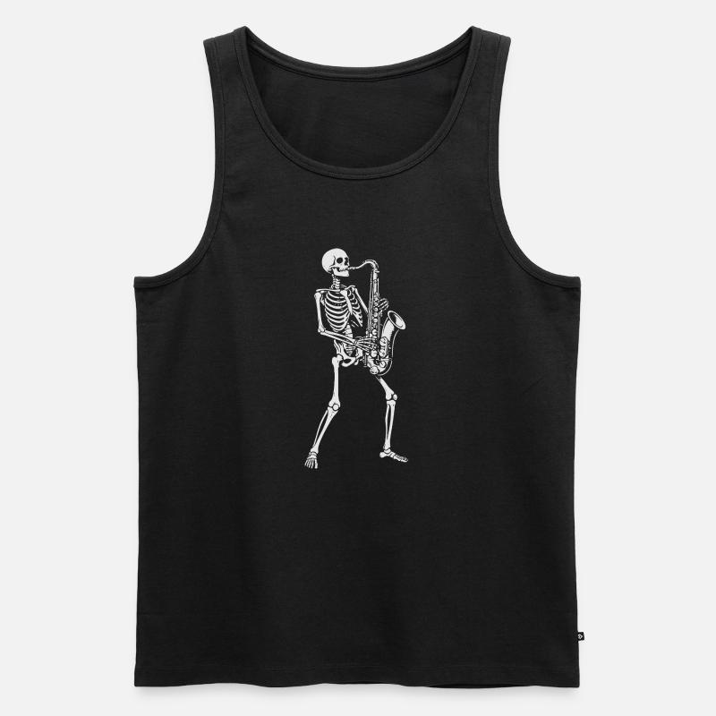 Skelett-Saxophonisten-Geschenk - Männer Premium Bio Tank Top - Schwarz