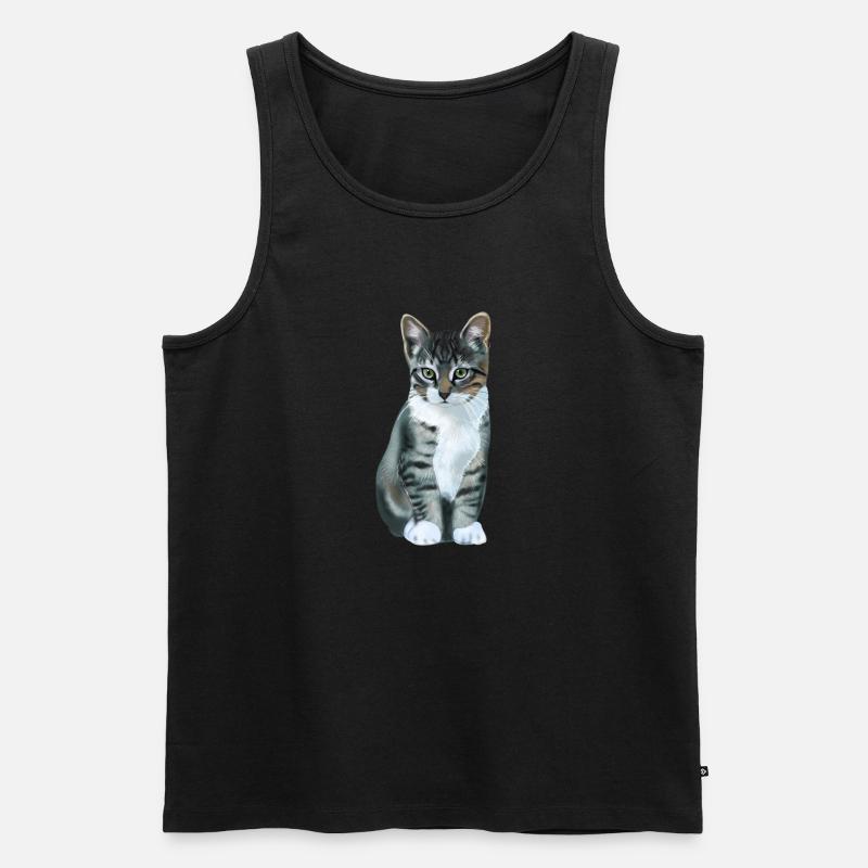 graue Katze - Männer Premium Bio Tank Top - Schwarz