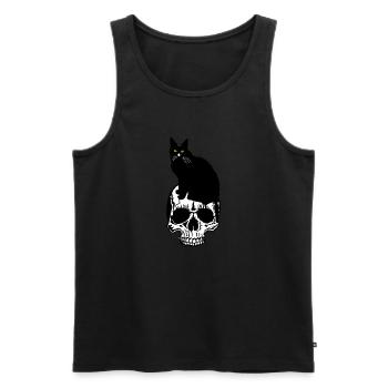 black cat skull of death skull halloween - Men's Premium Organic Tank Top - black - Front - AI Model Male 178 light (178cm)