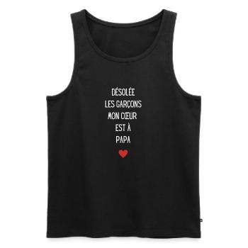 Désolée les garçons mon cœur est à papa - Débardeur bio Premium Homme - noir - Devant - Michal (187cm)