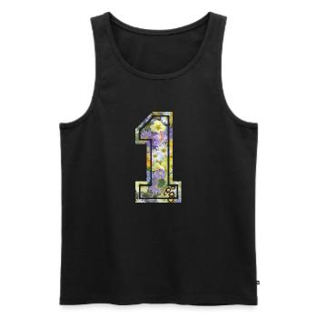 Number 1 flower, Football team, university basketball - Men's Premium Organic Tank Top - black - Front - AI Model Male 178 light (178cm)
