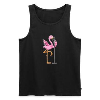 Flamingo beim Singen mit Mikrofon - Männer Premium Bio Tank Top - Schwarz - Vorne - Michal (187cm)