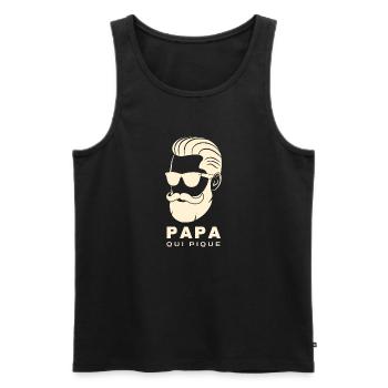 PAPA QUI PIQUE 2 - Débardeur bio Premium Homme - noir - Devant - Michal (187cm)