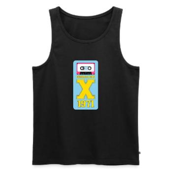 1971 Generation X Hippie Chic - Männer Premium Bio Tank Top - Schwarz - Vorne - AI Model Male 178 light (178cm)