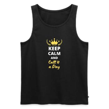 "Keep calm and call it look it" - Entspannung und Faulheit - Männer Premium Bio Tank Top - Schwarz - Vorne - AI Model Male 178 light (178cm)