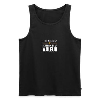 Je ne vieillis pas, je prends de la valeur - Débardeur bio Premium Homme - noir - Devant - Michal (187cm)