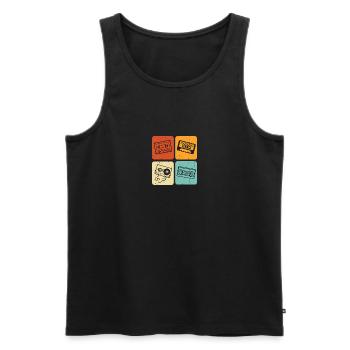 Oldschool Kostüm mit Retro Kassette - Männer Premium Bio Tank Top - Schwarz - Vorne - Michal (187cm)