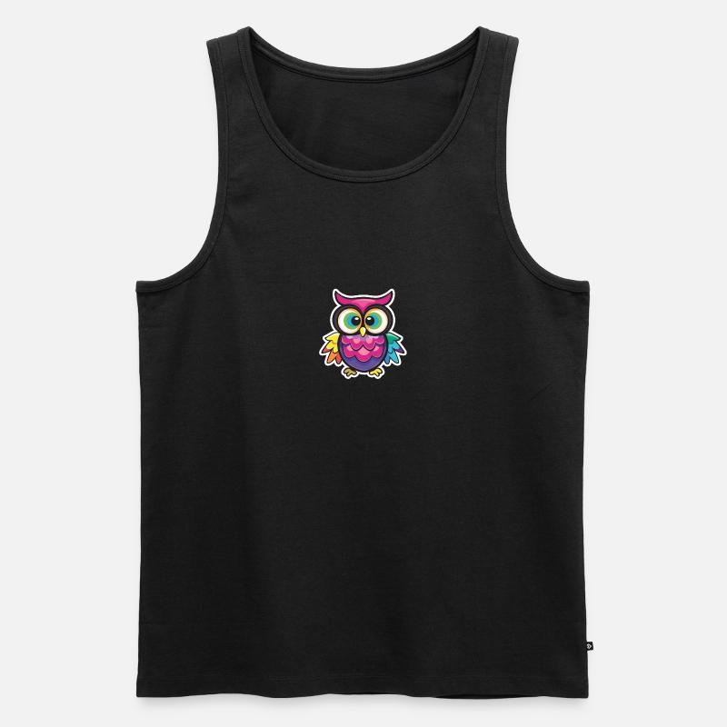 Niedliche Eule Kawaii Maskottchen - Männer Premium Bio Tank Top - Schwarz