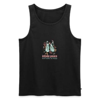 Yoga Zen Motivation Respirez l’inspiration de la paix - Débardeur bio Premium Homme - noir - Devant - Michal (187cm)
