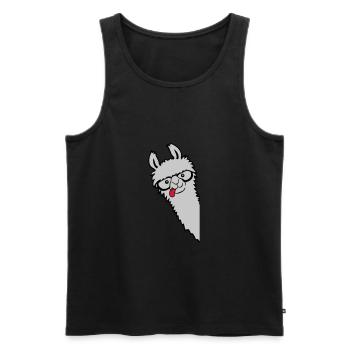 Nerd Hornbrille Lama - Männer Premium Bio Tank Top - Schwarz - Vorne - AI Model Male 178 light (178cm)