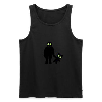 eddi ourson - petit garçon avec l'ours et le - Débardeur bio Premium Homme - noir - Devant - AI Model Male 178 light (178cm)