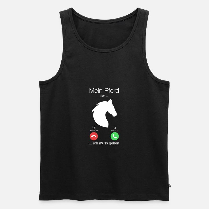 Geschenk Anruf Pferd ruft - Männer Premium Bio Tank Top - Schwarz