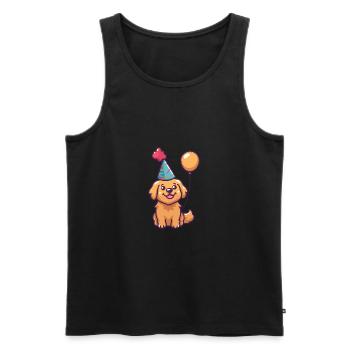 Golden Retriever Hunde Geburtstag Comic Lustig - Männer Premium Bio Tank Top - Schwarz - Vorne - Michal (187cm)