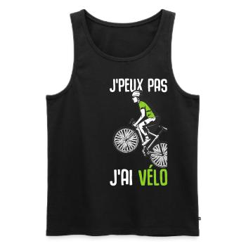J'peux pas j'ai velo cadeau cycliste vélo - Débardeur bio Premium Homme - noir - Devant - Michal (187cm)