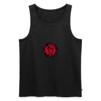 2 colors - against capitalism & racism - against - Männer Premium Bio Tank Top - Schwarz - Vorne - AI Model Male 178 light (178cm)