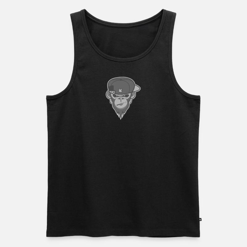 Affe mit kappe - Männer Premium Bio Tank Top - Schwarz