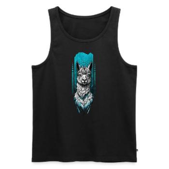 Adorable Lama - Men's Premium Organic Tank Top - black - Front - AI Model Male 178 light (178cm)