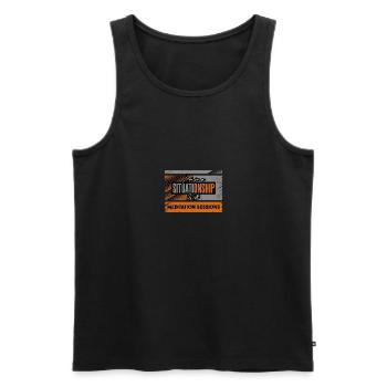 Ich bin in einer Situation mit Meditationssitzungen - Männer Premium Bio Tank Top - Schwarz - Vorne - AI Model Male 178 light (178cm)
