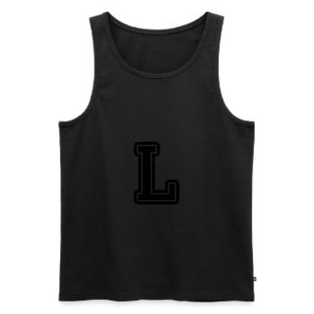 buchstabe L - Männer Premium Bio Tank Top - Schwarz - Vorne - AI Model Male 178 light (178cm)