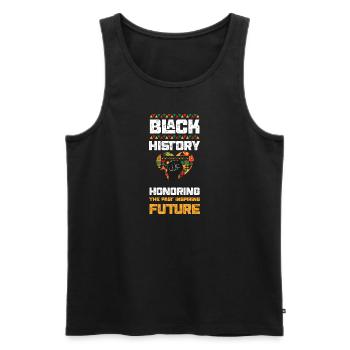 Black History Honoring The Past... - Men's Premium Organic Tank Top - black - Front - AI Model Male 178 light (178cm)