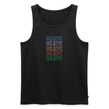 Fun Believe T-shirt: Wear Your Optimism with Style - Men's Premium Organic Tank Top - black - Front - Michal (187cm)