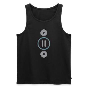 Musik Play Pause Stop Knöpfe Auszeit Geschenk Ruhe - Männer Premium Bio Tank Top - Schwarz - Vorne - Michal (187cm)