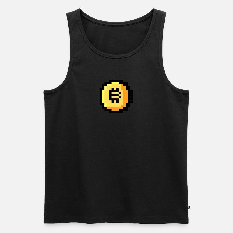 Pixel Bitcoin - Männer Premium Bio Tank Top - Schwarz