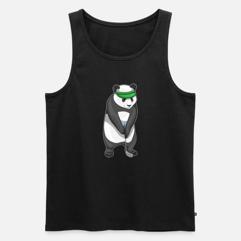 Panda Golf Golfschläger - Männer Premium Bio Tank Top - Schwarz