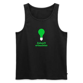 Illuminating the future - Men's Premium Organic Tank Top - black - Front - AI Model Male 178 light (178cm)