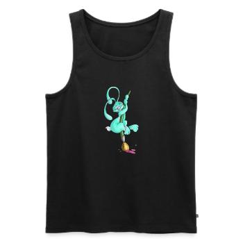 Zeichnerbunny mit Pinsel - Männer Premium Bio Tank Top - Schwarz - Vorne - Michal (187cm)