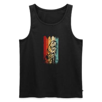 Retro Beaver Graphic, Beaver Hunter - Männer Premium Bio Tank Top - Schwarz - Vorne - Michal (187cm)
