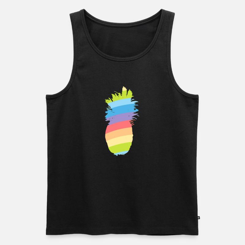 Regenbogen - Ananas - Männer Premium Bio Tank Top - Schwarz