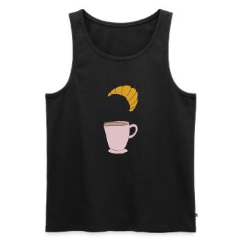 Coffee and croissant - Men's Premium Organic Tank Top - black - Front - AI Model Male 178 light (178cm)