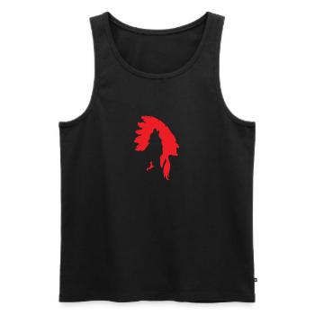 Indians - Indian Chief with Wolf - Men's Premium Organic Tank Top - black - Front - AI Model Male 178 light (178cm)