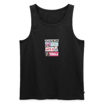 Cat Ladies for Kamala - Anime, Cats and Kamala 24 - Men's Premium Organic Tank Top - black - Front - Michal (187cm)