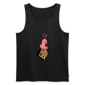 GOOD LUCK | Retro | Vintage | design - Men's Premium Organic Tank Top - black - Front - Michal (187cm)