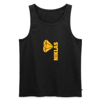 Gift for Niklas - Men's Premium Organic Tank Top - black - Front - AI Model Male 178 light (178cm)