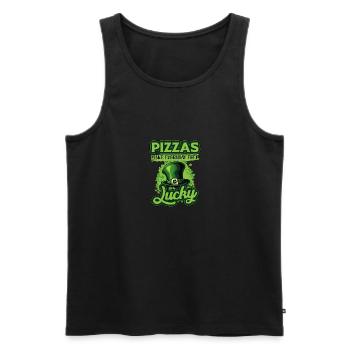 Pizzen sorgen dafür, dass man sich jeden Tag glücklich fühlt St. Patricks Day - Männer Premium Bio Tank Top - Schwarz - Vorne - AI Model Male 178 light (178cm)