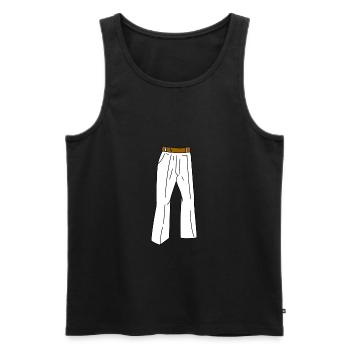 White pants - Men's Premium Organic Tank Top - black - Front - AI Model Male 178 light (178cm)
