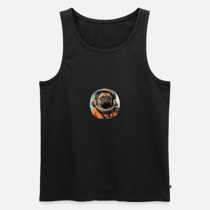 Mops Austronaut - Männer Premium Bio Tank Top - Schwarz
