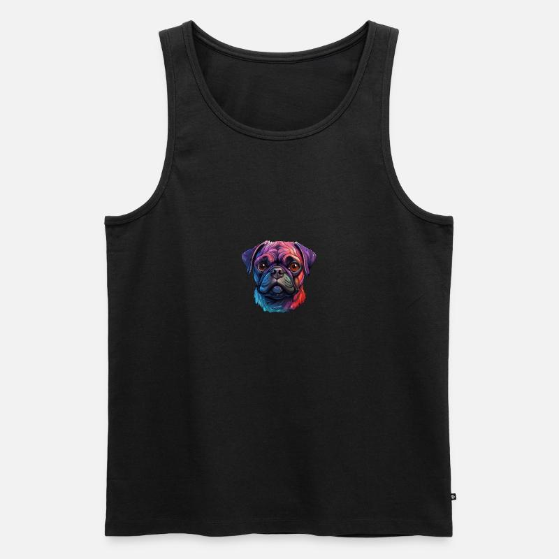 Mops farbenfroh - Männer Premium Bio Tank Top - Schwarz