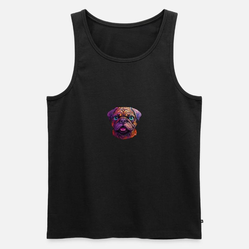 Mops farbenfroh - Männer Premium Bio Tank Top - Schwarz