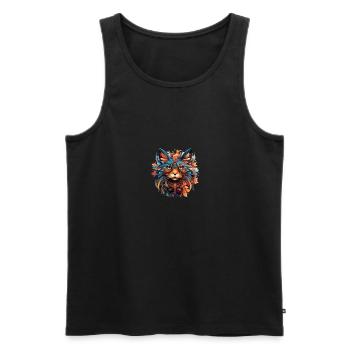 Katze Farbenfroh - Männer Premium Bio Tank Top - Schwarz - Vorne - AI Model Male 178 light (178cm)