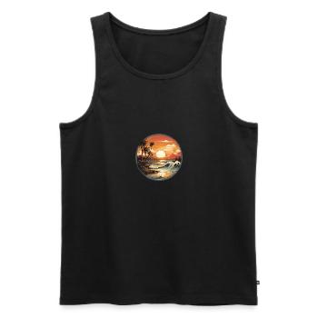 Beach sunset vintage surfers - Men's Premium Organic Tank Top - black - Front - Michal (187cm)